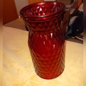 Decorative red glass 10 inch tall vase